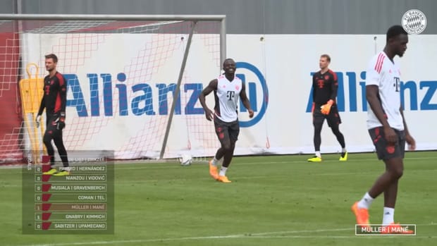 Mané, Musiala & Co take part in Bayern Munich's crossing challenge