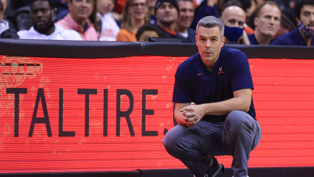 Virginia Cavaliers head coach Tony Bennett looks on against the Georgia Bulldogs during the first half at Prudential Center