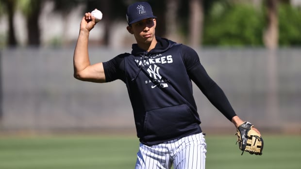 New York Yankees prospect Oswaldo Cabrera in spring training