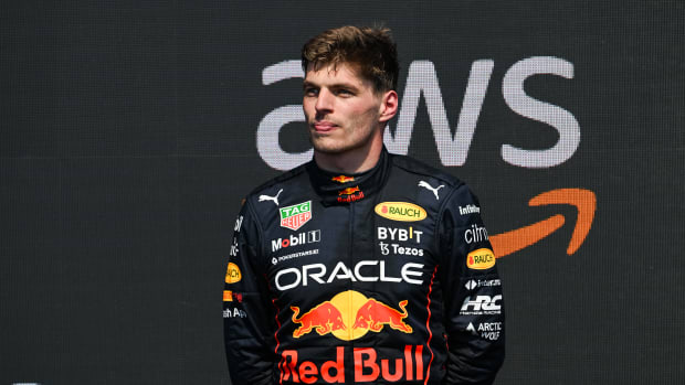 Max Verstappen had to wait one more week to clinch the championship as Sergio Perez was a surprise winner in the Singapore GP. Photo: USA Today Sports / David Kirouac