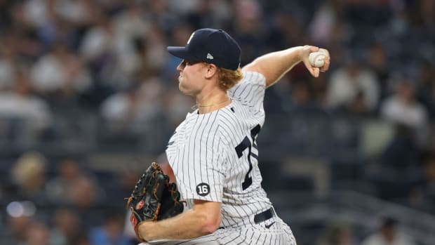 New York Yankees reliever Stephen Ridings pitching