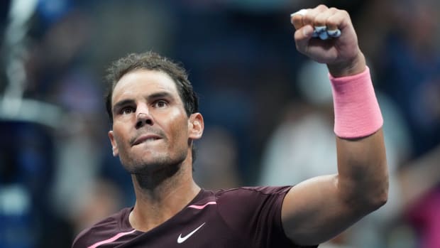 Rafael Nadal of Spain defeats Fabio Fognini of Italy on day four of the 2022 U.S. Open tennis tournament.