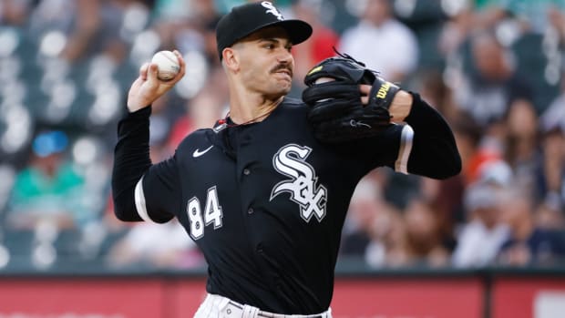 Sep 3, 2022; Chicago, Illinois, USA; Chicago White Sox starting pitcher Dylan Cease (84) delivers against the Minnesota Twins during the first inning at Guaranteed Rate Field. Mandatory Credit: Kamil Krzaczynski-USA TODAY Sports