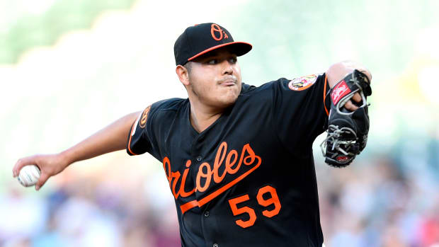 SF Giants pitcher Luis Ortiz throws a pitch during his stint with the Orioles.