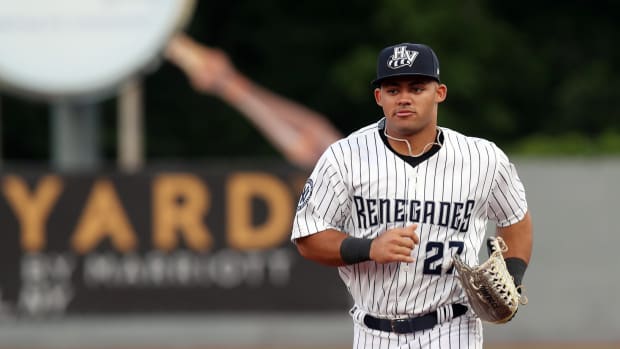 New York Yankees prospect Jasson Domínguez playing for High-A Hudson Valley