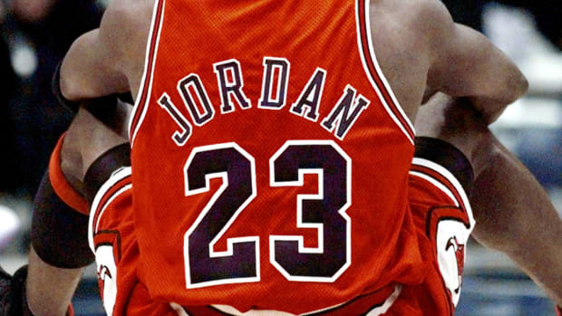 Chicago Bulls guard Michael Jordan in game two of the 1998 NBA Finals against the Utah Jazz on June 5, 1998.