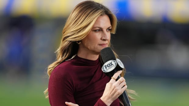 FOX Sports sideline reporter Erin Andrews during the NFC Championship Game between the Rams and the 49ers.
