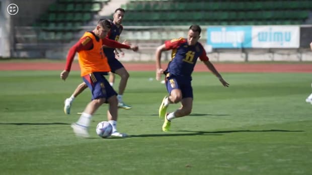 Accurate finishing from Morata in Spain training