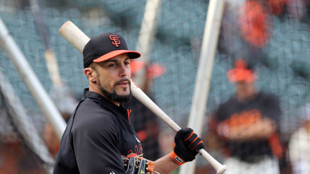 SF Giants outfielder Andres Torres during batting practice before a game against the Brewers (2013).