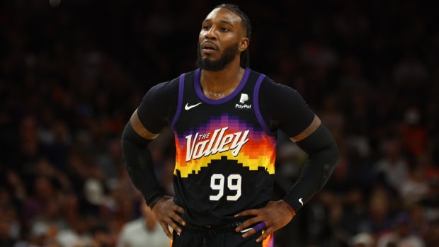 Suns forward Jae Crowder (99) looks on against the New Orleans Pelicans during game two of the first round for the 2022 NBA playoffs.