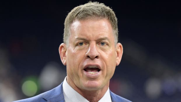Dallas Cowboys former quarterback Troy Aikman attends the NFL game between the Houston Texans and the Indianapolis Colts on Nov. 21, 2019.