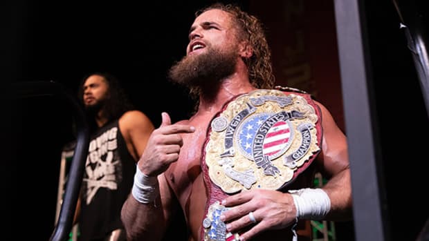 Juice Robinson poses with the IWGP United States championship