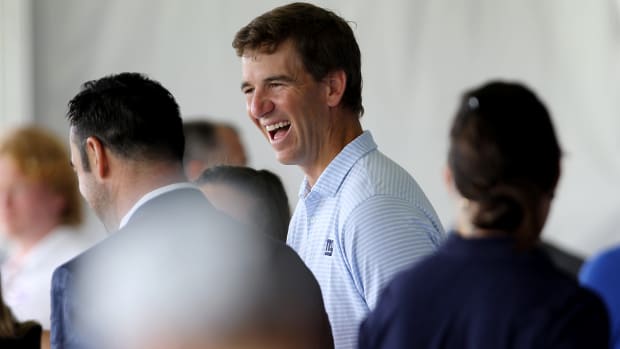 Eli Manning at the Giants practice facility.
