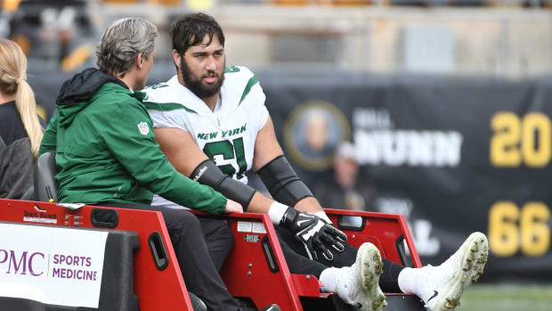 New York Jets OT Max Mitchell carted off with injury