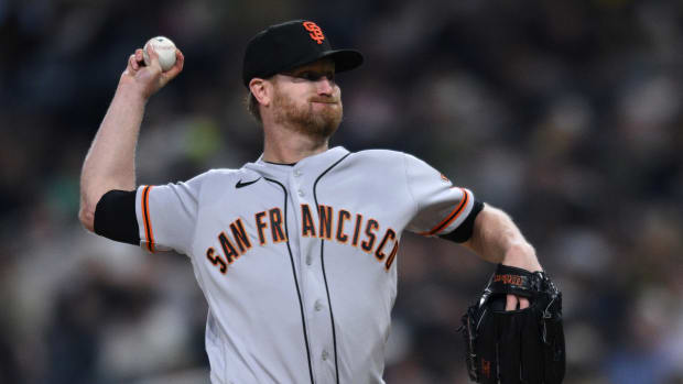 SF Giants starting pitcher Alex Cobb throws a pitch against the San Diego Padres on October 4th, 2022.