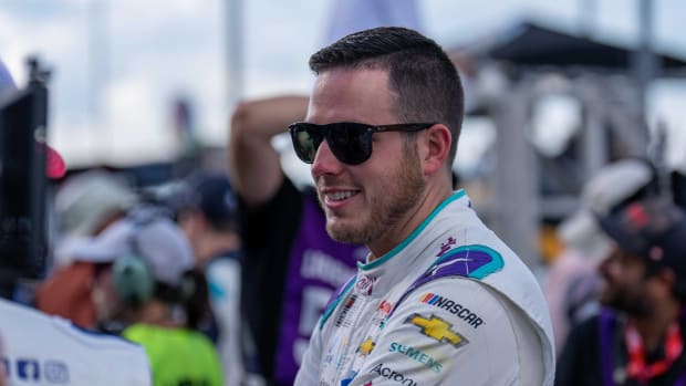Sep 4, 2022; Darlington, South Carolina, USA; Alex Bowman, driver of the (48) Ally Chevrolet, in line for driver introductions prior to the COOK OUT Southern 500 at Darlington Raceway.
