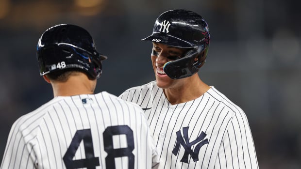 New York Yankees OF Aaron Judge with 1B Anthony Rizzo