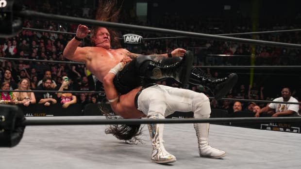 Bandido throws Chris Jericho with a German suplex