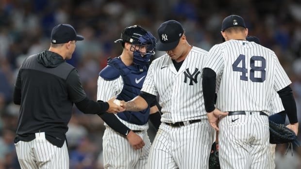 New York Yankees SP Frankie Montas comes out of game