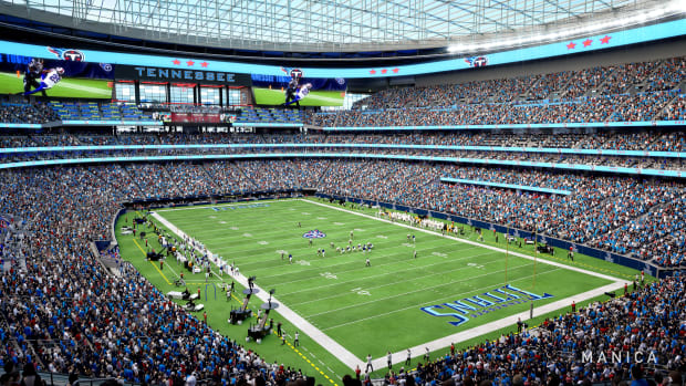 An early rendering of the proposed new Tennessee Titans stadium.