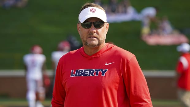 Liberty head coach Hugh Freeze looks on before a game vs. Wake Forest.