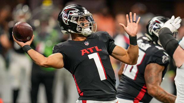 Falcons quarterback Marcus Mariota in Week 8 win over Panthers.