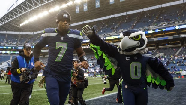 Oct 30, 2022; Seattle, Washington, USA; Seattle Seahawks quarterback Geno Smith (7) returns to the locker room following a 27-13 victory against the New York Giants at Lumen Field.