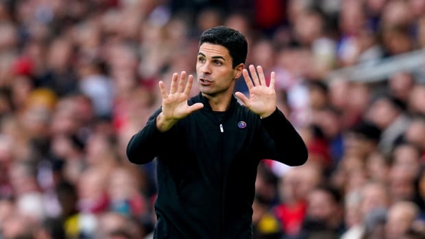 Arsenal manager Mikel Arteta pictured during his side's 5-0 win over Nottingham Forest in October 2022