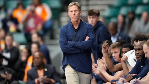 Oct 28, 2022; Frisco, TX, USA; Gonzaga Bulldogs head coach Mark Few watches game action during the first half against the Gonzaga Bulldogs at Comerica Center. Mandatory Credit: Chris Jones-USA TODAY Sports