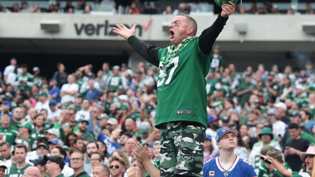 New York Jets fan cheers during win over Buffalo Bills