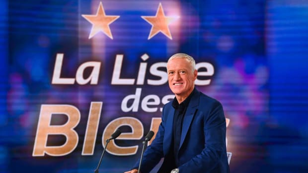 France manager Didier Deschamps pictured during his squad announcement ahead of the 2022 World Cup