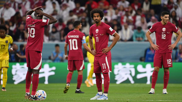 Qatar after conceding a goal to Ecuador.