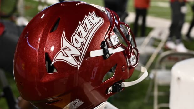 The new WSU football logo graces a Cougar helmet.