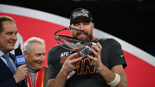 Kelce after the Chiefs' 17-10 win over the Ravens in the AFC championship on Jan. 28, 2024.