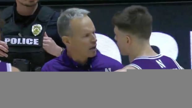 Northwestern coach Chris Collins is ejected.