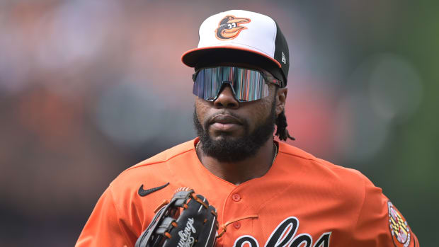 Jul 1, 2023; Baltimore, Maryland, USA; Baltimore Orioles center fielder Cedric Mullins (31) runs towards the dugout durng second inning against the Minnesota Twins] at Oriole Park at Camden Yards. Mandatory Credit: Tommy Gilligan-USA TODAY Sports