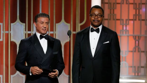 Sylvester Stallone and Carl Weathers at the 74th Golden Globe Awards in 2017.