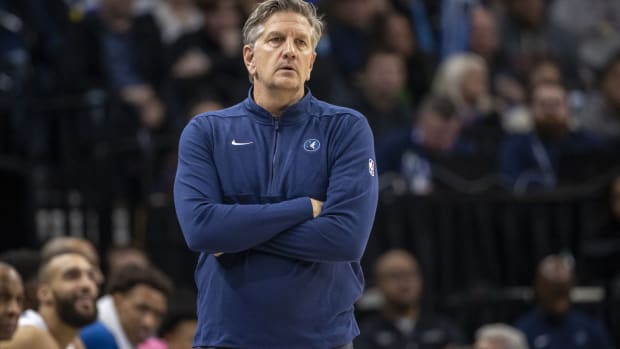 Dec 21, 2023; Minneapolis, Minnesota, USA; Minnesota Timberwolves head coach Chris Finch looks on against the Los Angeles Lakers in the second half at Target Center.