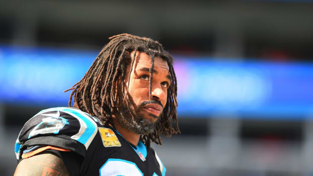 Former Carolina Panthers defensive end Julius Peppers is a Pro Football Hall of Fame finalist in his first year of eligibility.