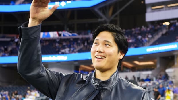 Dec 21, 2023; Inglewood, California, USA; Los Angeles Dodgers player Shohei Ohtani attends the game between the Los Angeles Rams and the New Orleans Saints at SoFi Stadium.