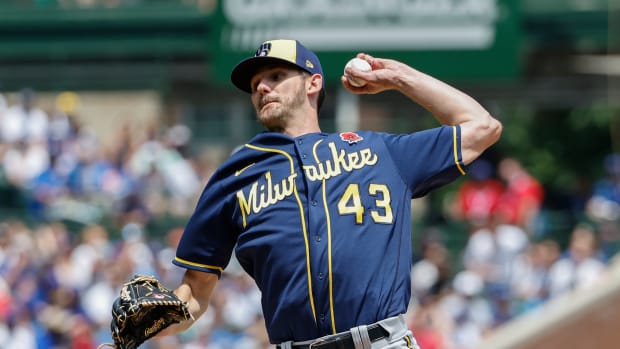Milwaukee Brewers starting pitcher Ethan Small delivers against the Chicago Cubs during the first inning of game one of a doubleheader at Wrigley Field. (2022)