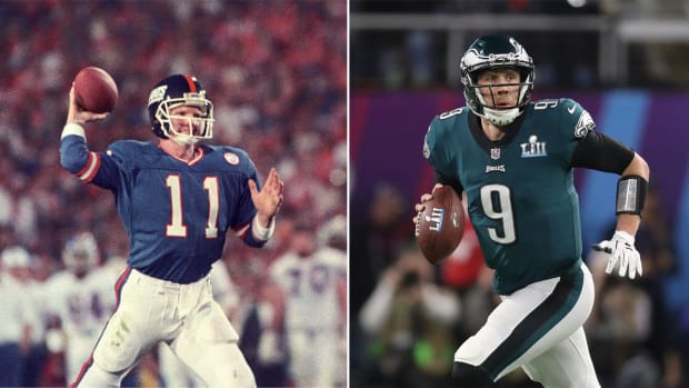 Former New York Giants quarterback Phil Simms and ex-Philadelphia Eagles quarterback Nick Foles have recorded two of top 25 performances in the history of the Super Bowl over the past 57 years.