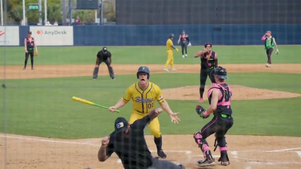 John Cena reacts to striking out in his Savanna Bananas debut.