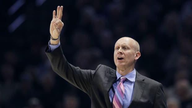 Xavier Musketeers head coach Chris Mack calls out a play in the first half of the NCAA Big East Conference basketball game between the Xavier Musketeers and the Georgetown Hoyas at the Cintas Center in Cincinnati on Saturday, Feb. 3, 2018. 020318 Xavier  