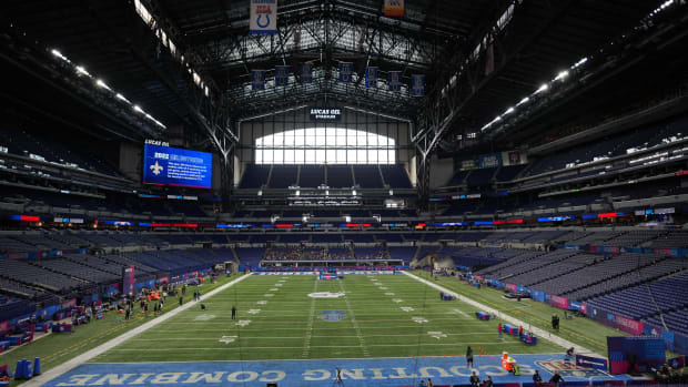 A general overall view of the NFL Scouting Combine at Lucas Oil Stadium.