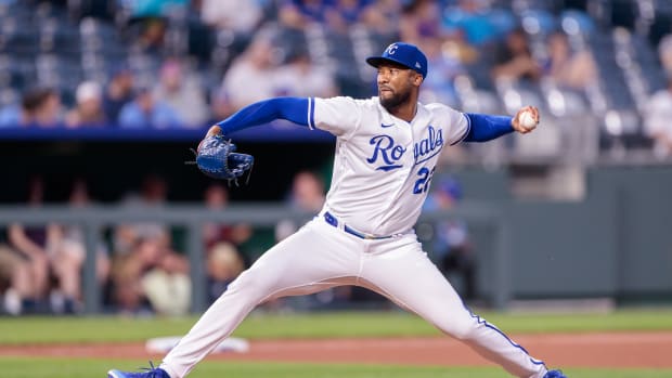 Royals pitcher Amir Garrett pitches against the White Sox on May 10, 2023