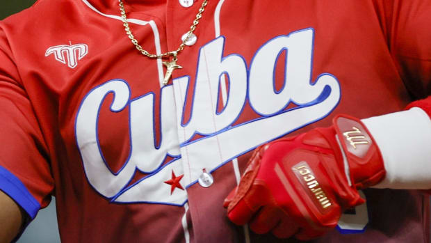The Cuban national team jersey during the 2023 World Baseball Classic.