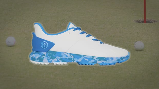 the G/Fore MG4+ golf shoes, seen here in blue camo, are on sale at PGA Tour Superstore