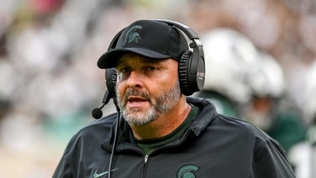 Michigan State's assistant head coach Chris Kapilovic on the sideline during the football game against Washington on Saturday, Sept. 16, 2023, at Spartan Stadium in East Lansing.