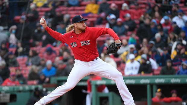 Apr 5, 2023; Boston, Massachusetts, USA; Boston Red Sox relief pitcher Kaleb Ort (61) pitches against the Pittsburgh Pirates at Fenway Park. Mandatory Credit: Eric Canha-USA TODAY Sports